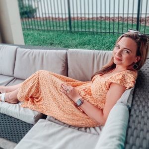 Old Navy Yellow Floral Faux Wrap Midi Dress